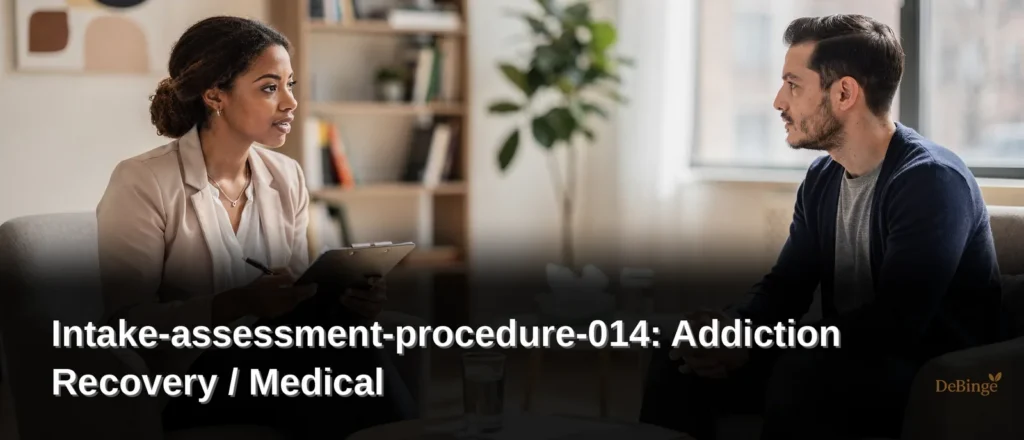DeBinge's intake process begins with a review of substance use history across alcohol, opioids, cocaine