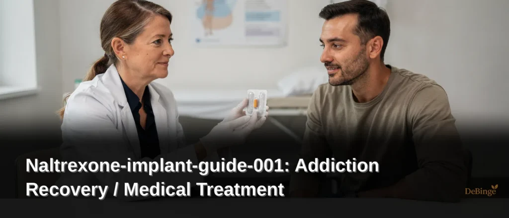 A naltrexone implant is a small device placed under the skin that gradually releases medication